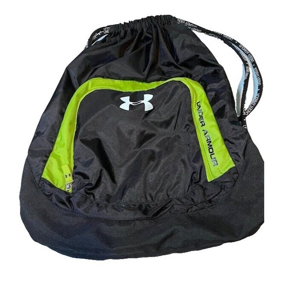 Under Armour Drawstring Backpack Black Lime Green Lightweight Gorpcore Daypack - Picture 5 of 5